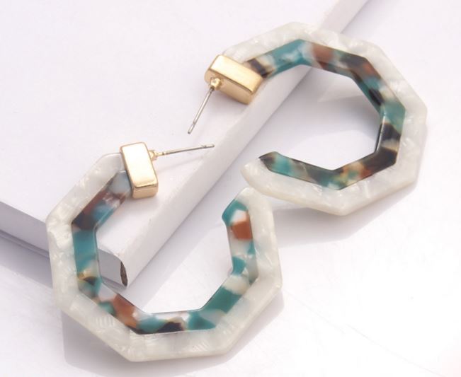 Polygon Hoop Earrings (colors available)